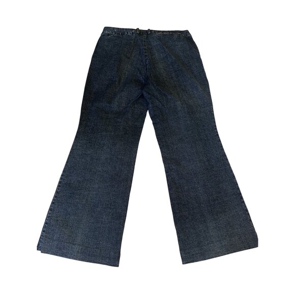 Casual Corner Stretch Dark Wash Flared Denim Jeans Size 12 Classic Casual Y2K - Picture 2 of 6